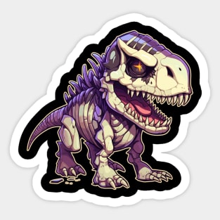 Skeleton Scary Chibi T-Rex Isometric Dinosaur Sticker